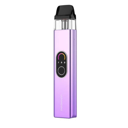 Vaporesso XROS 4 in a sleek purple design, featuring a screen and top-filling pods for enhanced flavor.