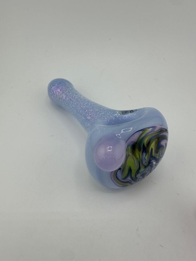 Mop Head Glass Dry Pipe - Luster w/ Wig Wag Cap and Opal Attachment