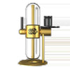 Taylor Gang glass water pipe with gold accents and modern design for smoking enthusiasts.