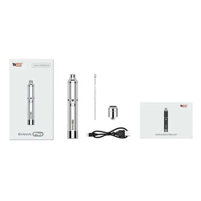 Yocan Evolve Plus Vaporizer kit including vape pen, accessories, charger, and instruction manual.