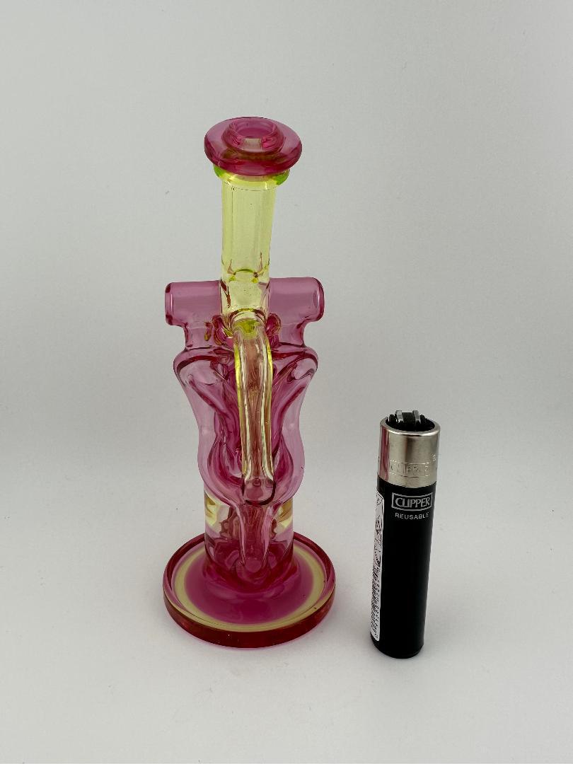 Domer Glass Golden Ruby Illuminati UV 10mm Recycler That Looks Expensive Spokane Washington Domer double Facing Back