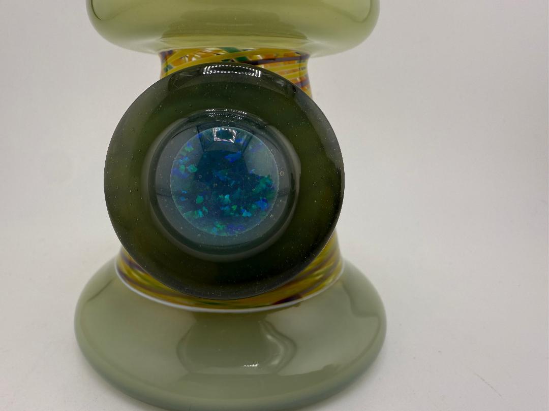 Bowman Glass X Vogel Glass Rettitube with vibrant colors and iridescent detailing, perfect for aesthetic and functional use.