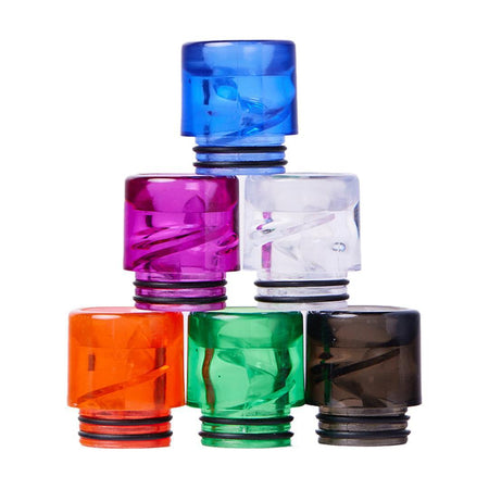 810 Drip Tips- Anti-Spit Back colorful variety of drip tips stacked for optimal vaping experience.