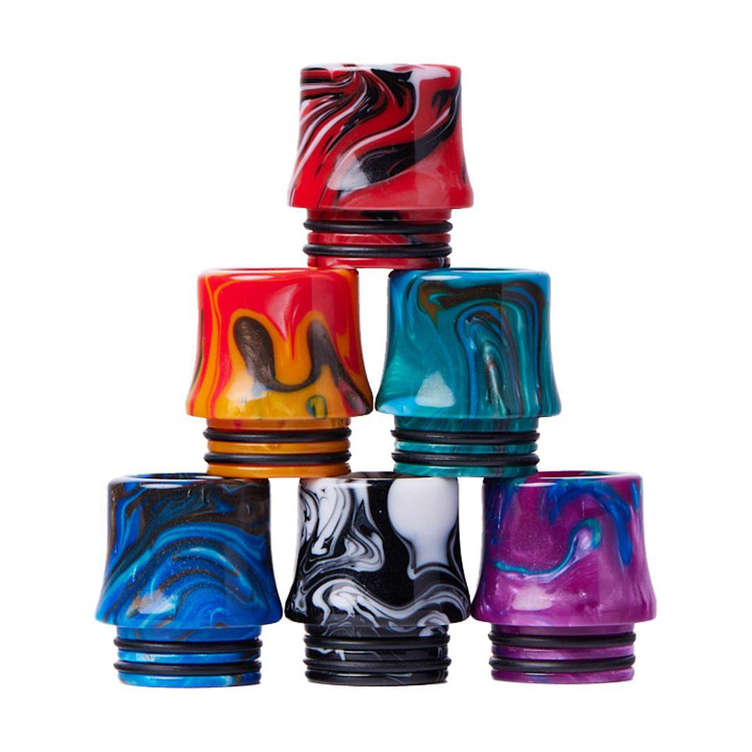 810 Drip Tips- Smokey Resin colorful assortment of drip tips showcasing unique swirled designs and vibrant colors.