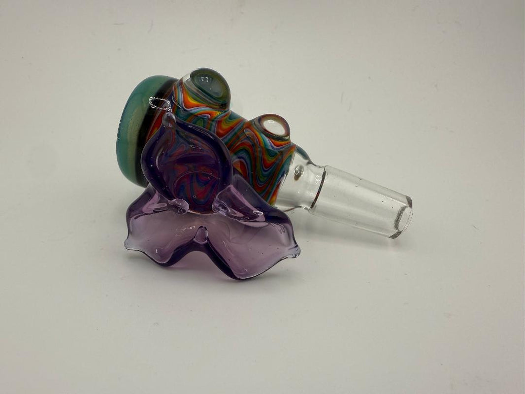 Highgrade Glass Flower Wig Wag Slide 14mm with vibrant colors and unique design for smooth sessions.