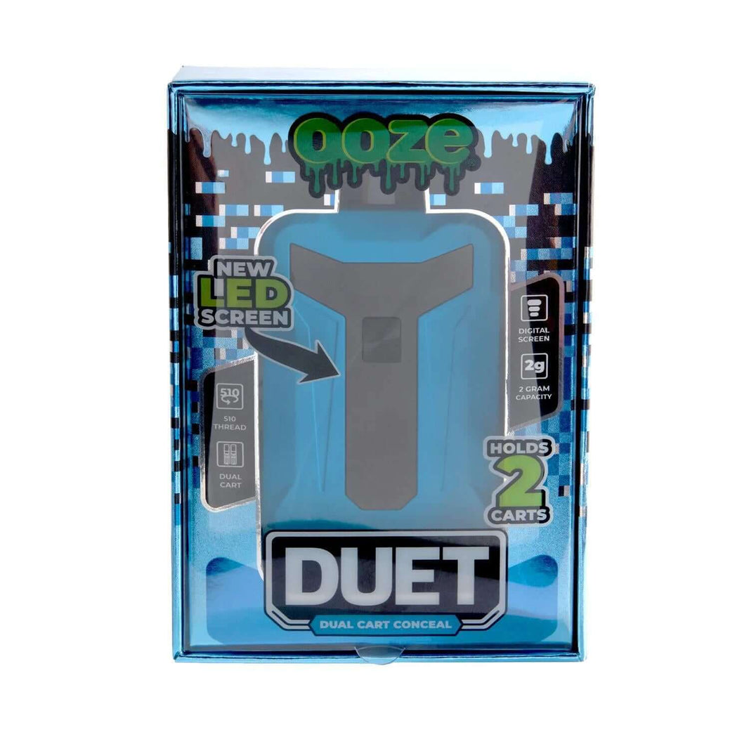 Ooze Duet 510 Battery packaging showing dual cartridge design and digital LED screen.