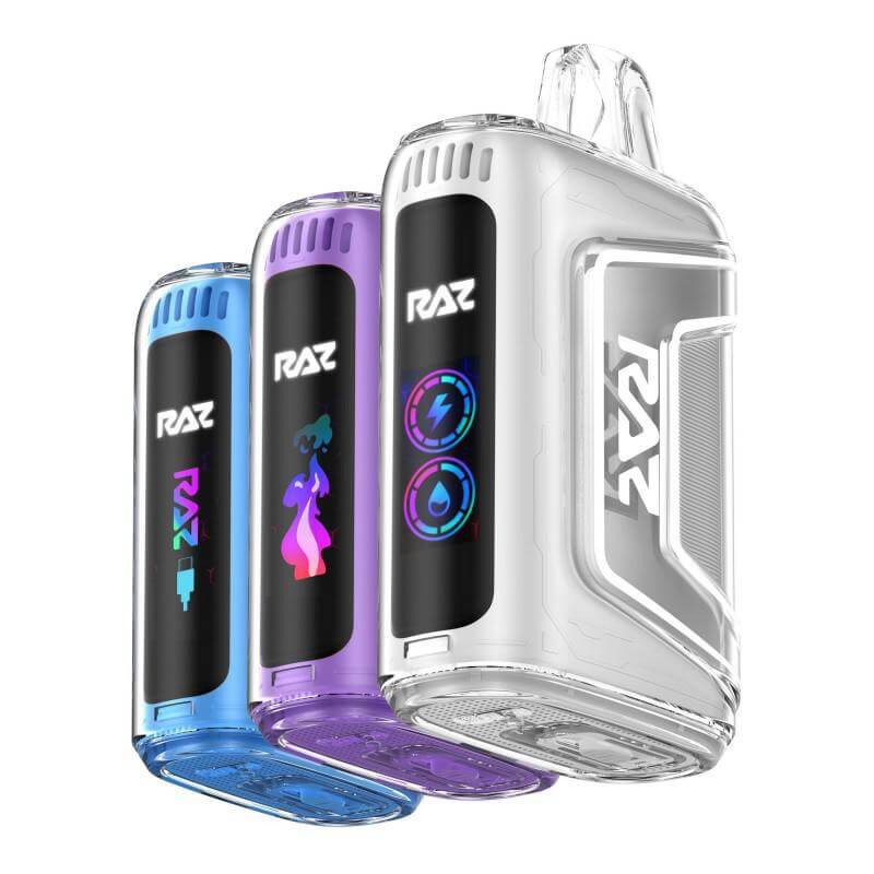 Raz TN9000 Disposable Nicotine Vape in various colors showcasing power and style.