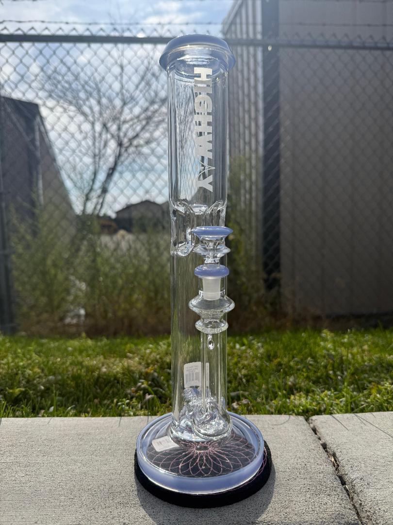 Hwy Glass 16' Straight Tube Blue 14mm 90°
