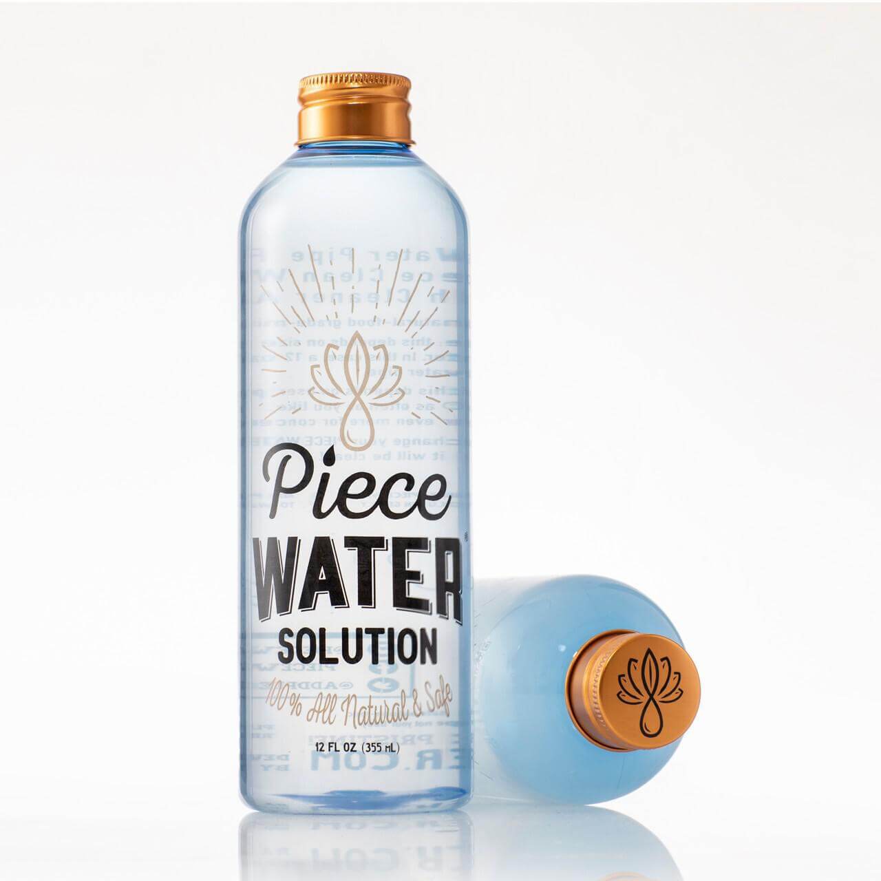 Piece Water Solution 12oz bottle, all-natural bong cleaner for smoother smoking experience.