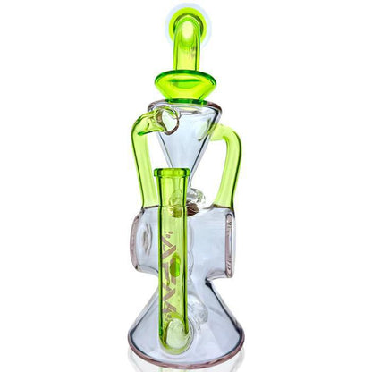 AFM Glass 10" Barrel Blaster Colored Glass Recycler Dab Rig TX108 14mm 90°