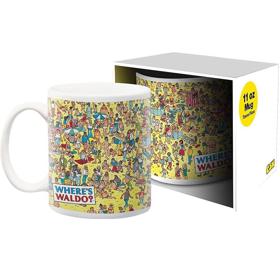 GSN 11oz Mug - Wheres Waldo? On The Beach design with colorful beach scene, perfect for coffee or tea.
