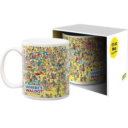 GSN 11oz Mug - Wheres Waldo? On The Beach design with colorful beach scene, perfect for coffee or tea.