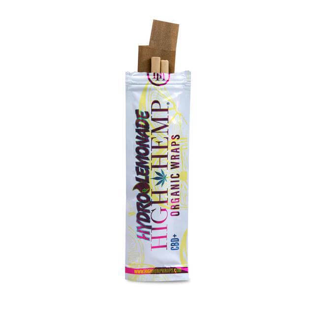 High Hemp Organic Wraps Hydro Lemonade flavor pouch with two tobacco-free, herbal wraps.