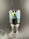 14mm Wig Wag X Dichro bowl featuring swirling blue and green designs, perfect for enhancing smoking experience.