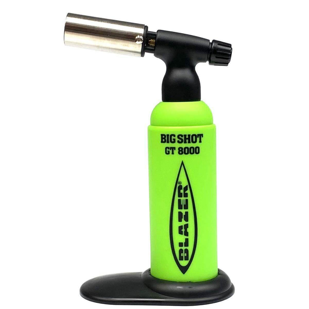 Blazer Big Shot GT8000 Butane Torch in bright green, showcasing precision engineering and portability.