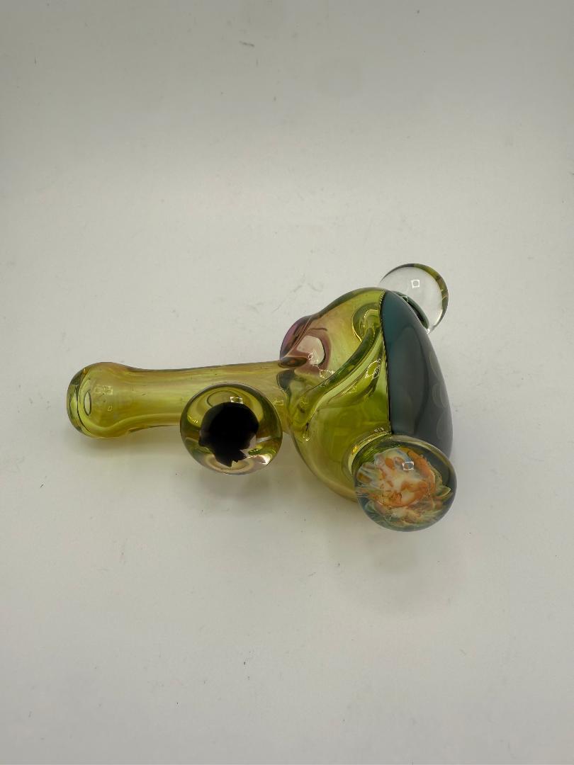 Lylo Glass Heady Fumed Green Implosion Cap Pipe w/ Marble Attachment
