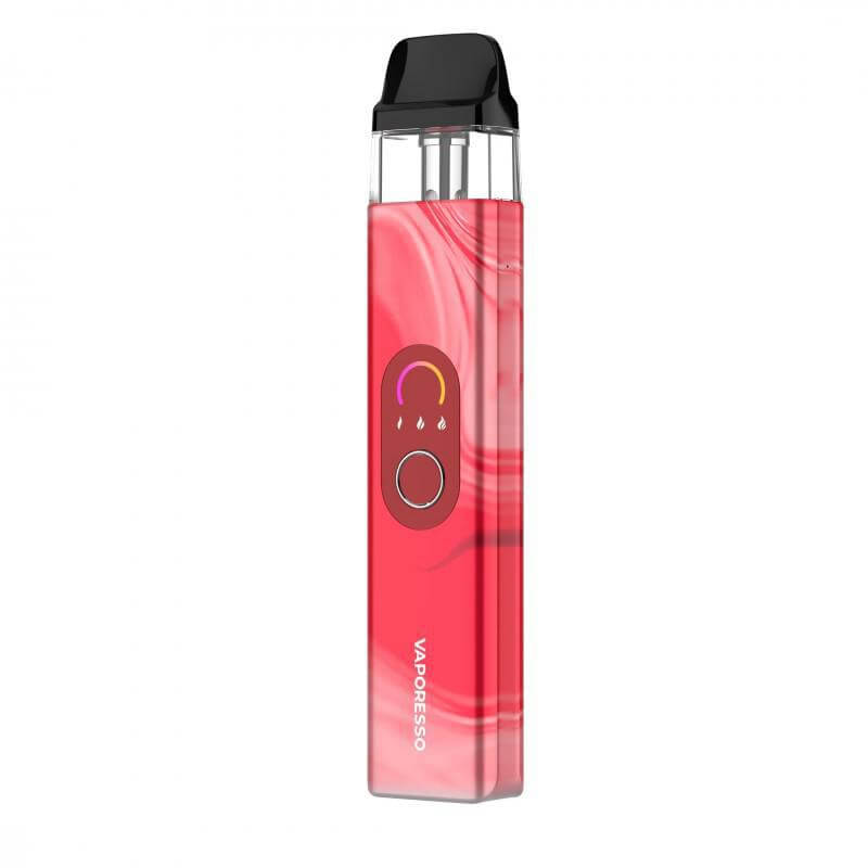 Vaporesso XROS 4 vape device in vibrant red color showcasing sleek design and user-friendly controls.