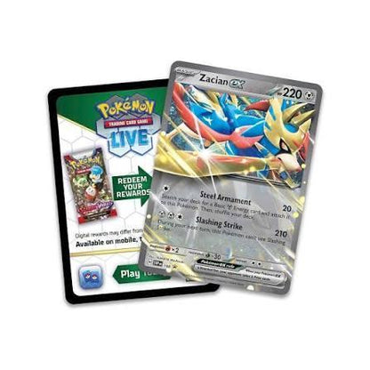 Pokémon TCG Slashing Legends Zacian ex Tin – 5 Booster Packs + Zacian ex Promo | Factory Sealed