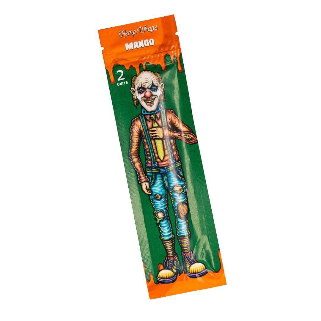 Lion Rolling Circus Hemp Wraps Mango Flavor - Pack of 2 Units with colorful clown design.