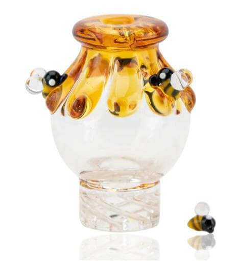 Empire Glassworks Carb Cap with bee design, enhancing airflow for dabbing and crafted from durable borosilicate glass.