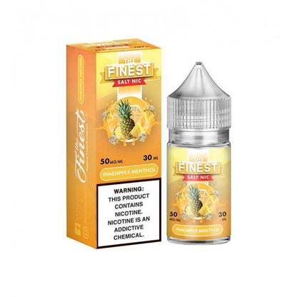 Finest Pineapple Menthol vape juice 30ml bottle with bright packaging, delivering cool and refreshing minty flavor.