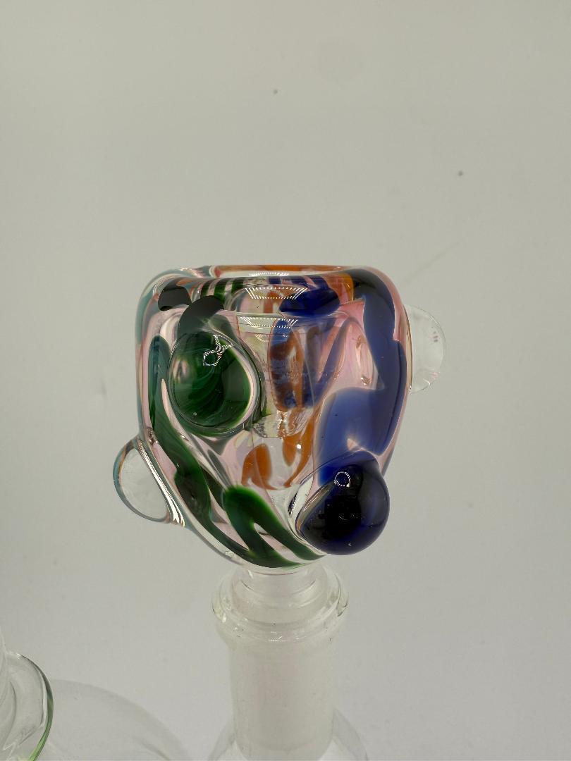 Crondo Glass Scribble Tech Rainbow 14mm bowl with vibrant colors and unique design.