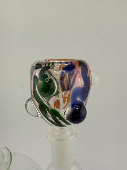 Crondo Glass Scribble Tech Rainbow 14mm bowl with vibrant colors and unique design.