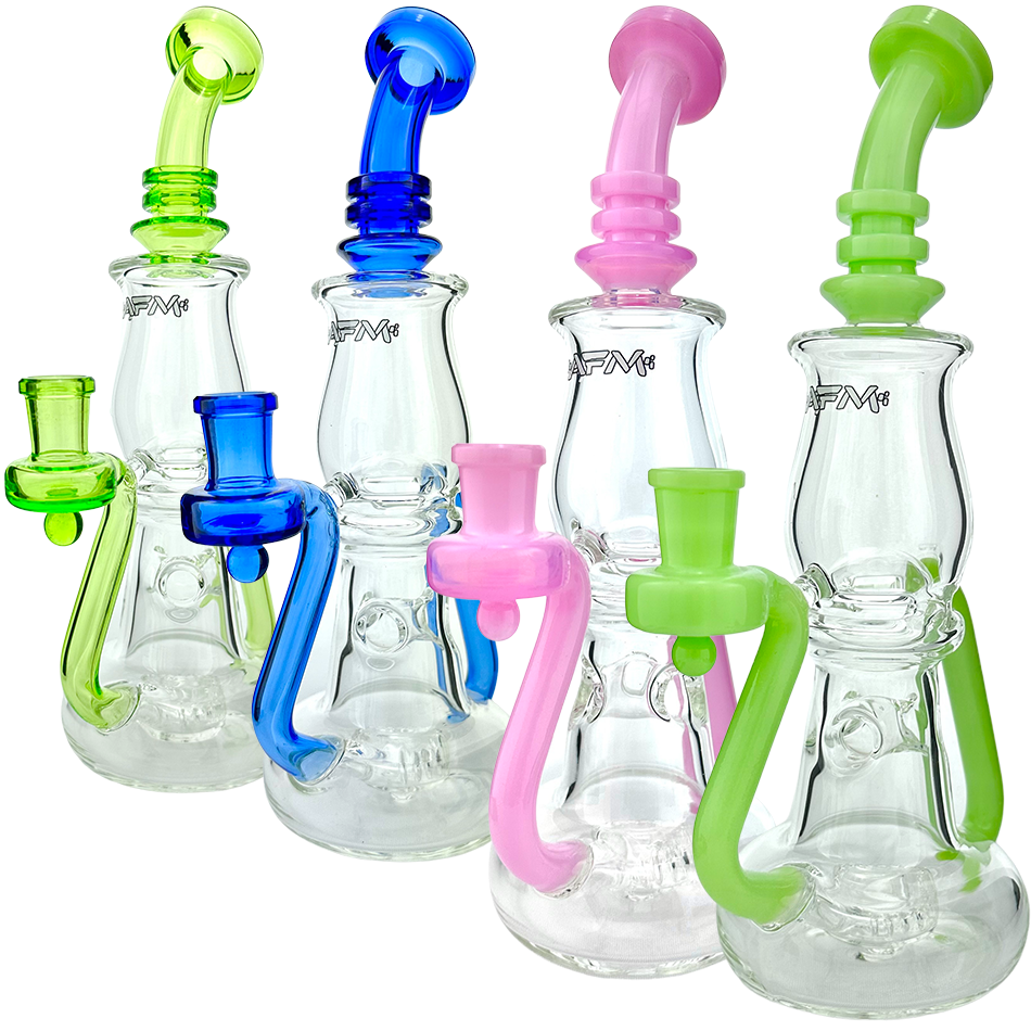 AFM Glass 9.5" Nebula Glass Recycler Dab Rig TX076 14mm 90°
