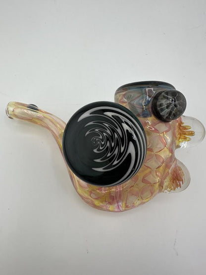 Highgrade Glass Sherlock Pipe - Fumed Checkerboard w/ wig wag pendant