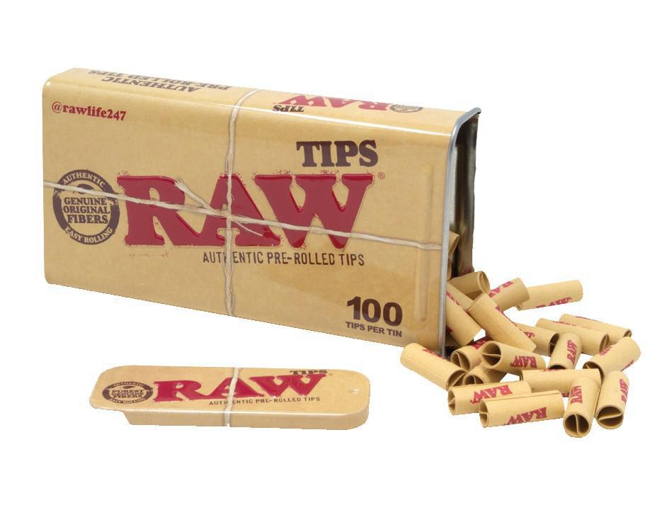 RAW Rolling Papers Tips 100 Pack Tin