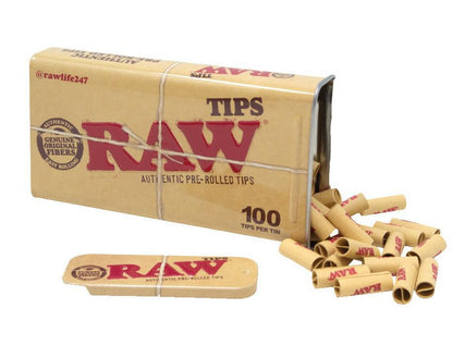 RAW Rolling Papers Tips 100 Pack Tin