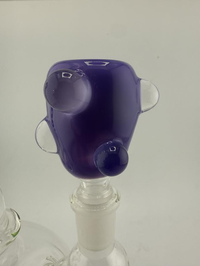 Crondo Glass Full Color Bowl Piece in vibrant purple with detailed bubbles, designed for style and functionality.
