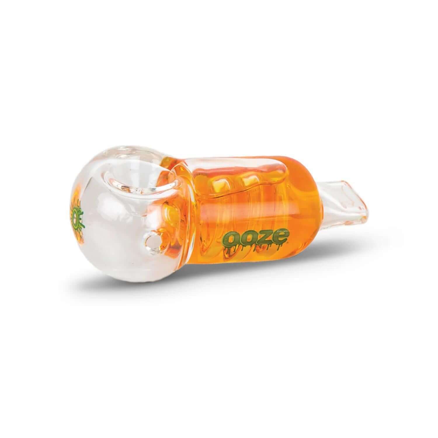 Ooze Cryo Freezable Glycerin Glass Hand Pipe in orange and clear, designed for smooth, cool smoking.