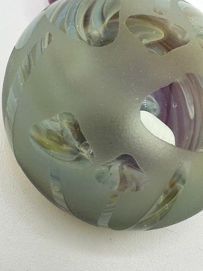 Danny W Glass Pendant - Sandblasted Mushroom Over Layed Chaos Tech w/ Opal Encasement