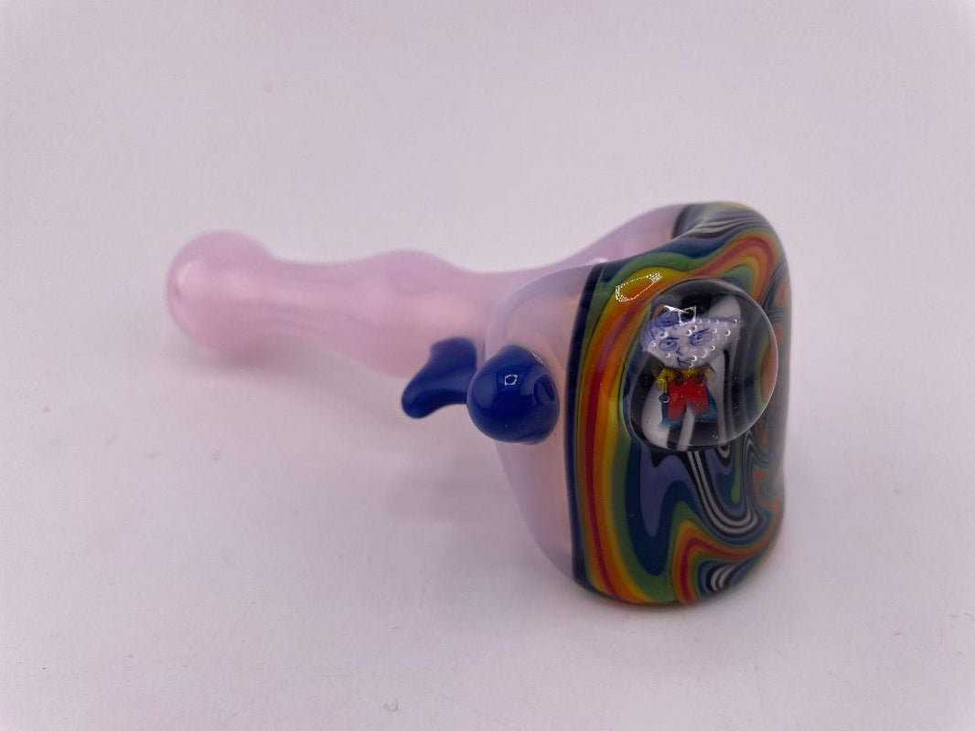 HighGrade Glass Hand Pipe - Pink w/ Reversal Wig Wag Cap