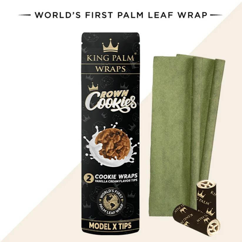 King Palm Cookie Wraps, world's first palm leaf wraps with vanilla cream flavored Model X tips.