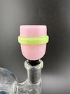 UFO 14mm bowl featuring a pink design with a green ring, ideal for glass water pipes and bong accessories.