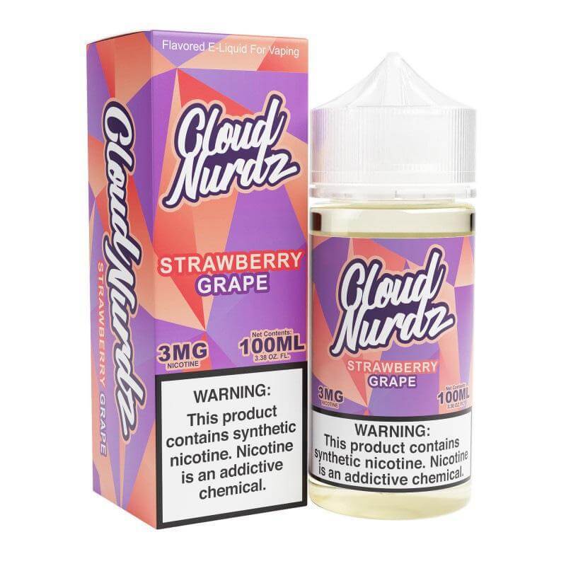 Cloud Nurdz 100ml e-liquid bottle featuring Strawberry Grape flavor, perfect for a smooth and fruity vaping experience.