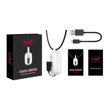 Hamilton Gamer 510 Battery with USB charger, lanyard, and warranty card, designed for hands-free vaping while gaming.