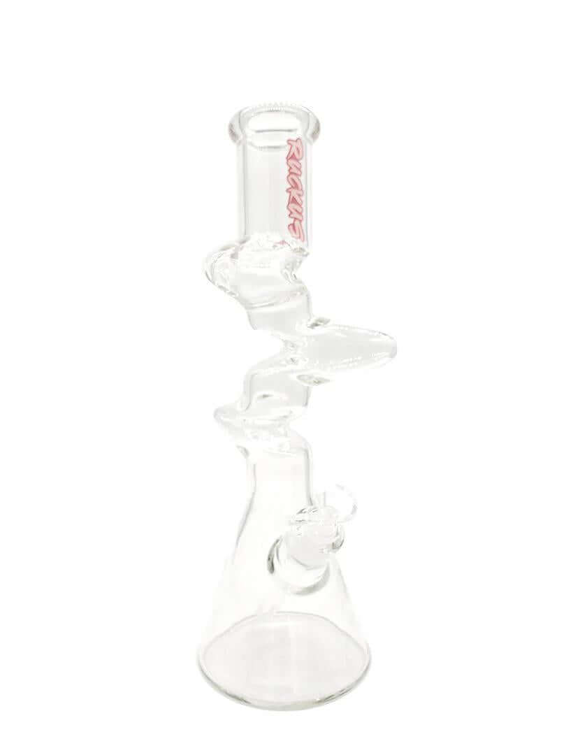 Ruckus Glass 16-inch Zinger 7mm Beaker water pipe featuring a sleek design and sturdy beaker base.