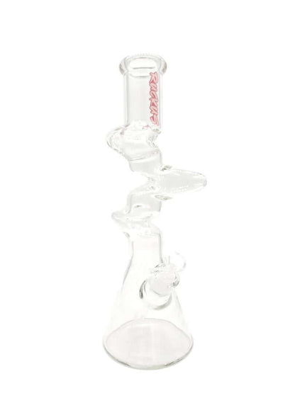 Ruckus Glass 16-inch Zinger 7mm Beaker water pipe featuring a sleek design and sturdy beaker base.