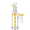 Toxic Glass Swirl 14mm/90 Ashcatcher with yellow spiral, designed for smooth, filtered smoking and enhanced filtration.