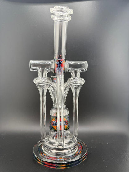 Domer Glass Double  Recycler Quad Uptake Milli Chip Stack 10mm Recycler