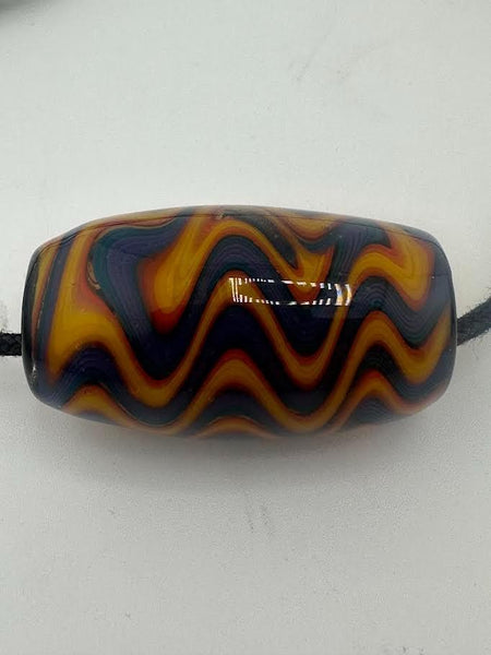 Crondo Glass Pendant -  Wig Wag worked Dread Bead