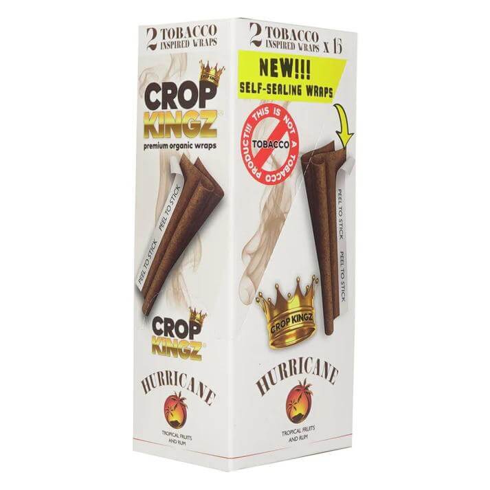 Crop Kingz Tobacco Inspired Hemp Wraps - 2 Premium Self-Sealing Wraps, Hurricane Flavor, Smooth Smoking Experience.