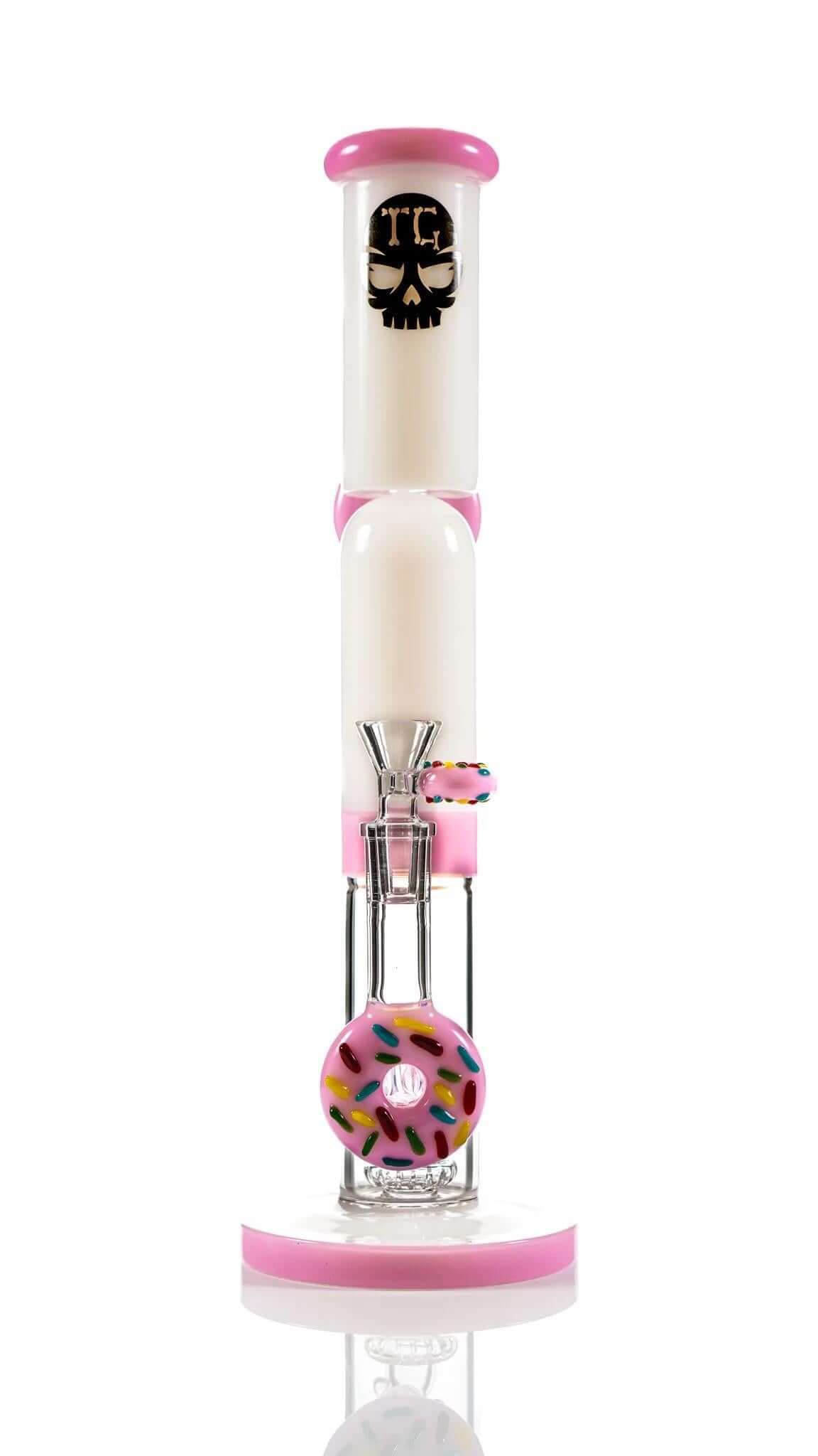 Toxic Glass 14" Double Doughnut Straight Shooter TX59 with pink accents and unique Double Donut Perc for smooth hits.