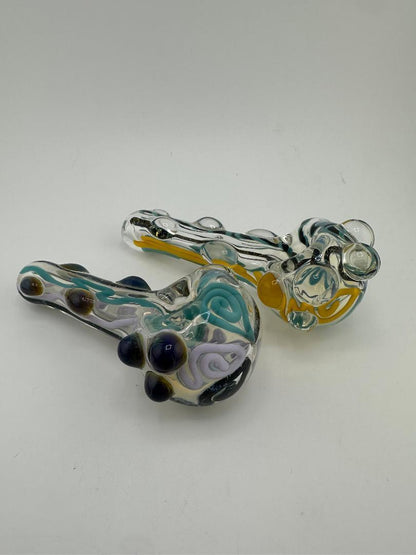 Crondo Glass Dry Pipe - Clear Inside Out  Squiggle with Tactile Dots