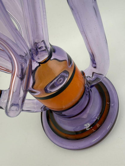 Domer Glass Double Drain Quad Uptake Purple & Orange Enclamo 10mm Recycler