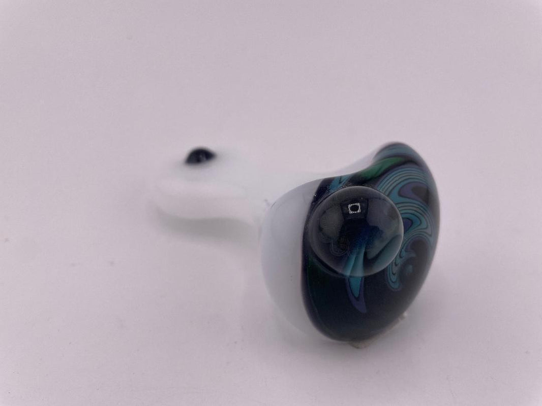 Highgrade Glass Dry Pipe  - White w/ Reversal Wig Wag Cap