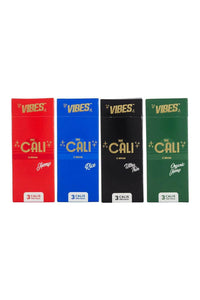 Vibes The Cali 2g Cone 3pc pack featuring Hemp, Rice, Ultra Thin, and Organic Hemp varieties.